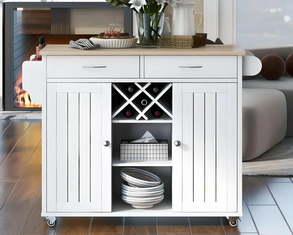 rolling kitchen cart with storage